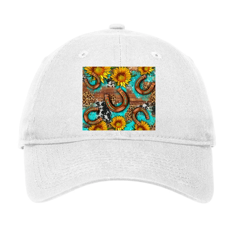 Western Horseshoe And Sunflowers Adjustable Cap 1 Western Horseshoe And Sunflowers Adjustable Cap