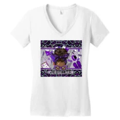 Afro Messy Bun Phlebotomist Life Purple And Gray Women's V-Neck T-Shirt -ThreadNest Store pd.2527103210.72.25097407.s3.1 front white ffffff none x0y0 138 800x800 1