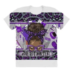 Afro Messy Bun Phlebotomist Life Purple And Gray All Over Women's T-shirt -ThreadNest Store pd.2527103212.108.25097407.s3.1 front customized f5f5f5 none x45y41.5 294 800x800 1