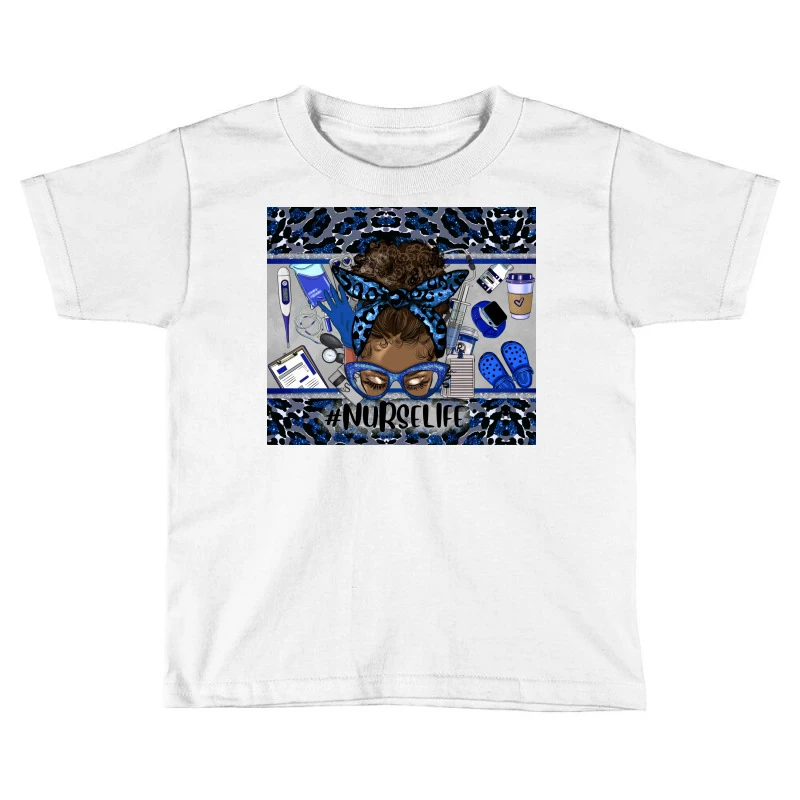 Afro Messy Bun Nurse Life Navy Blue Gray Toddler T-shirt 1 Afro Messy Bun Nurse Life Navy Blue Gray Toddler T-shirt