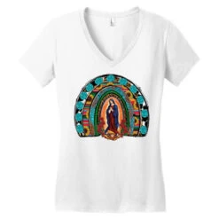 Lady Of Guadalupe Rainbow Women's V-Neck T-Shirt -ThreadNest Store pd.2527110984.72.25102505.s3.1 front white ffffff none x0y0 138 800x800 1