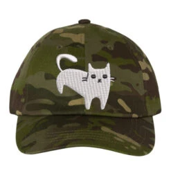White Cat Embroidered Hat Embroidered Dad Cap