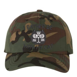 I Rather Be With Hy Cat Embroidered Hat Embroidered Dad Cap