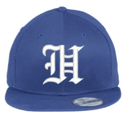 Old English Style Initial Letter H Embroidered Hat Flat Bill Snapback Cap