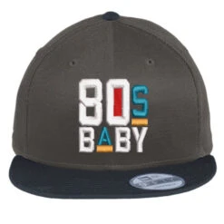 80s Baby Embroidered Hat Flat Bill Snapback Cap
