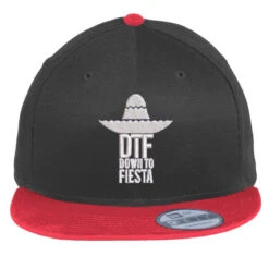 Dtf Down To Fiesta Embroidered Hat Flat Bill Snapback Cap