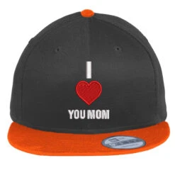 I Love You Mom Embroidered Hat Flat Bill Snapback Cap