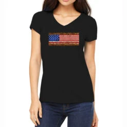 Usa Flag Leopard Women's V-Neck T-Shirt