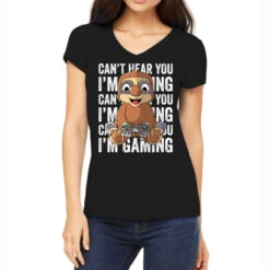 Can T Hear You I M Gaming Gamer Sloth Gaming Sloth Women's V-Neck T-Shirt