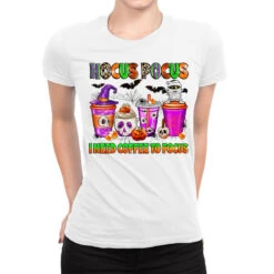 Hocus Pocus I Need Coffee To Focus Ladies Fitted T-Shirt