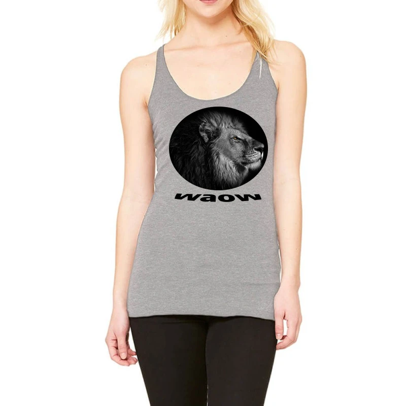Blak White Lion Face Racerback Tank 1 Blak White Lion Face Racerback Tank