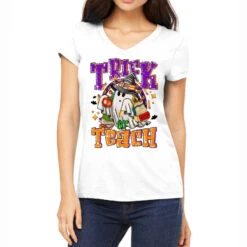 Trick Or Teach Halloween Women's V-Neck T-Shirt