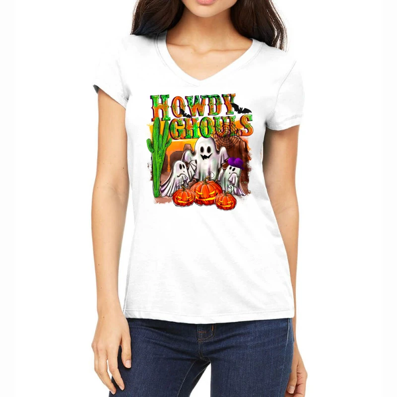 Howdy Ghouls Women's V-Neck T-Shirt 1 Howdy Ghouls Women's V-Neck T-Shirt