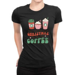 All I Want For Christmas Is More Coffee Retro Groo Ladies Fitted T-Shirt