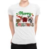 Merry Christmas Paws Ladies Fitted T-Shirt