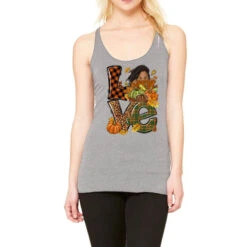 Love Fall With Afro Woman Racerback Tank
