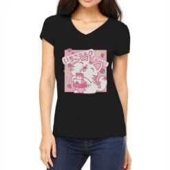 Cat With Strawberry Milk Women's V-Neck T-Shirt