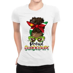 Afro Messy Bun Proud Guadeloupe Ladies Fitted T-Shirt