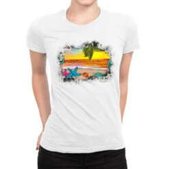 Beach Background Ladies Fitted T-Shirt
