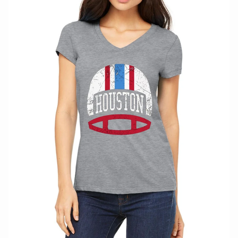 Houston Retro Women's V-Neck T-Shirt 1 Houston Retro Women's V-Neck T-Shirt