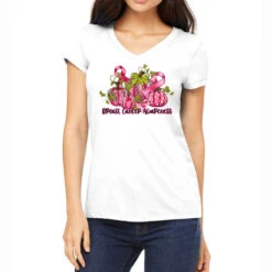Breast Cancer Awareness Pumpkins Women's V-Neck T-Shirt