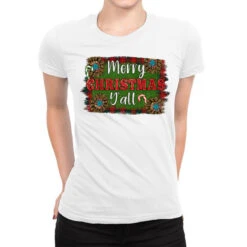 Merry Christmas Y'all Ladies Fitted T-Shirt