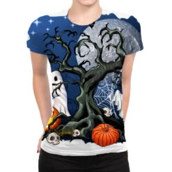Halloween Tree And Ghosts All Over Women's T-shirt