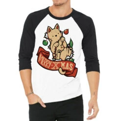 Merry Xmas Cat 3/4 Sleeve Shirt
