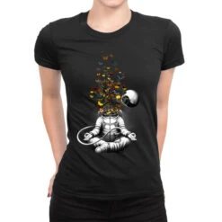 Release Meditation Butterfly Collage Ladies Fitted T-Shirt