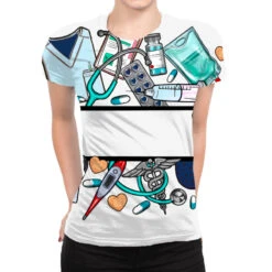 Navy Blue Custom Name Nurse All Over Women's T-shirt