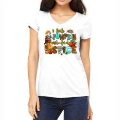 Little Pumpkin With A Lot Of Spice Women's V-Neck T-Shirt