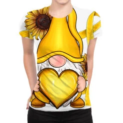 Childhood Cancer Gnome All Over Women's T-shirt