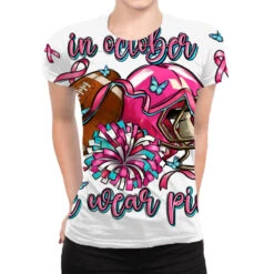 In October We Wear Pink Football All Over Women's T-shirt