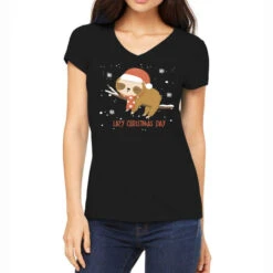 Santa Sloth Christmas Merry Slothmas Snowflake Women's V-Neck T-Shirt
