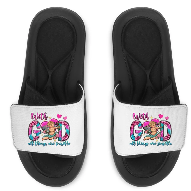 With God All Things Are Possible And Cupid Slide Sandal 1 With God All Things Are Possible And Cupid Slide Sandal